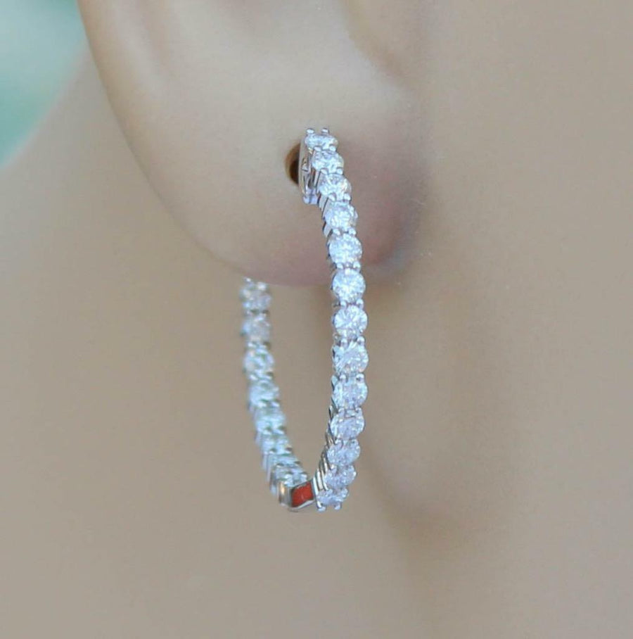 0.91ct Diamond Inside Out Hoop Earrings 18k White Gold