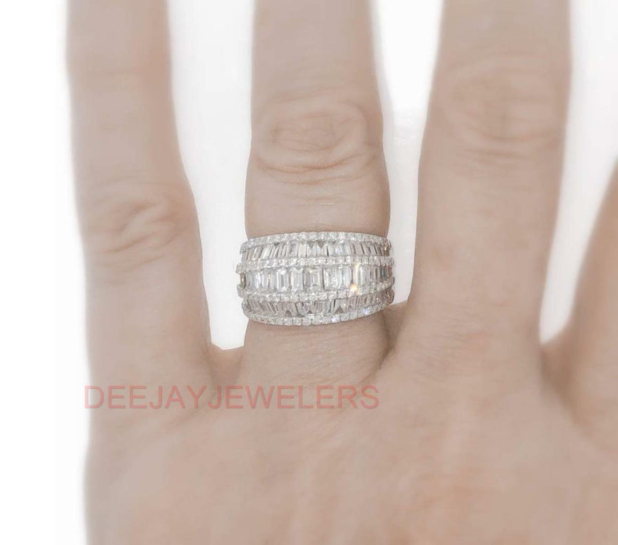 2.61ct Baguette Diamond Statement Ring 18k White Gold Band