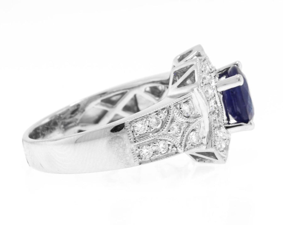 2ct Sapphire and Diamond Ring 18k White Gold