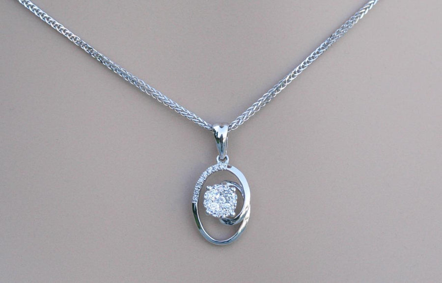 0.21ct Diamond Pendant Necklace 18k White Gold