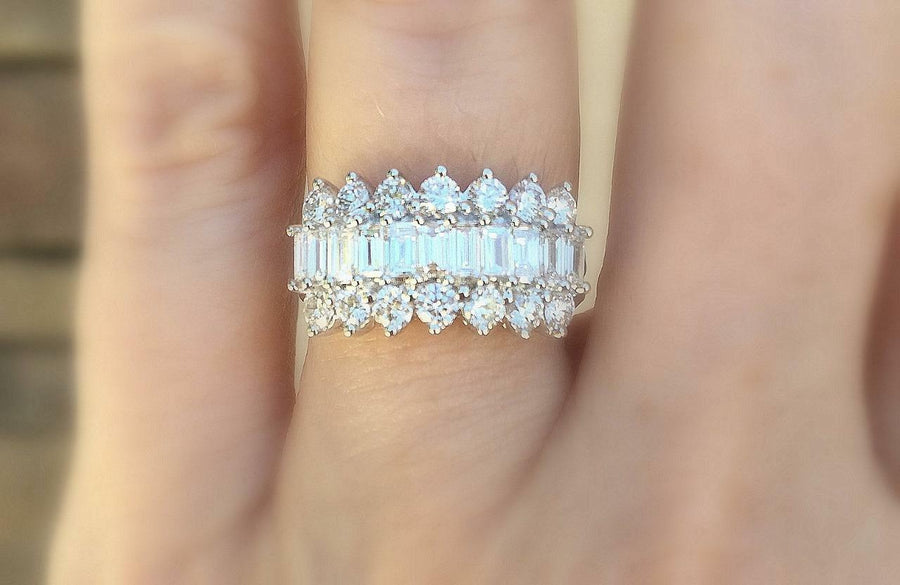 1.47ct Baguette Diamond Ring 18k White Gold Anniversary Band