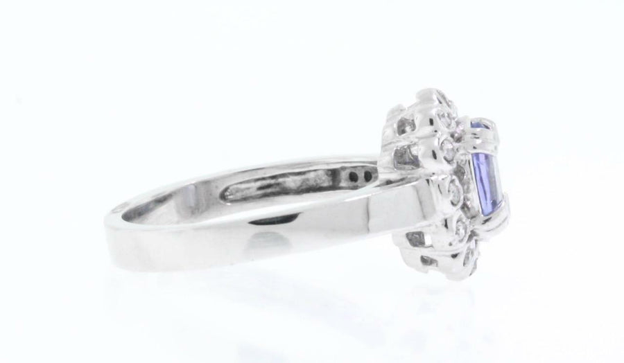 1.16ct Tanzanite and Diamond Ring 14k White Gold