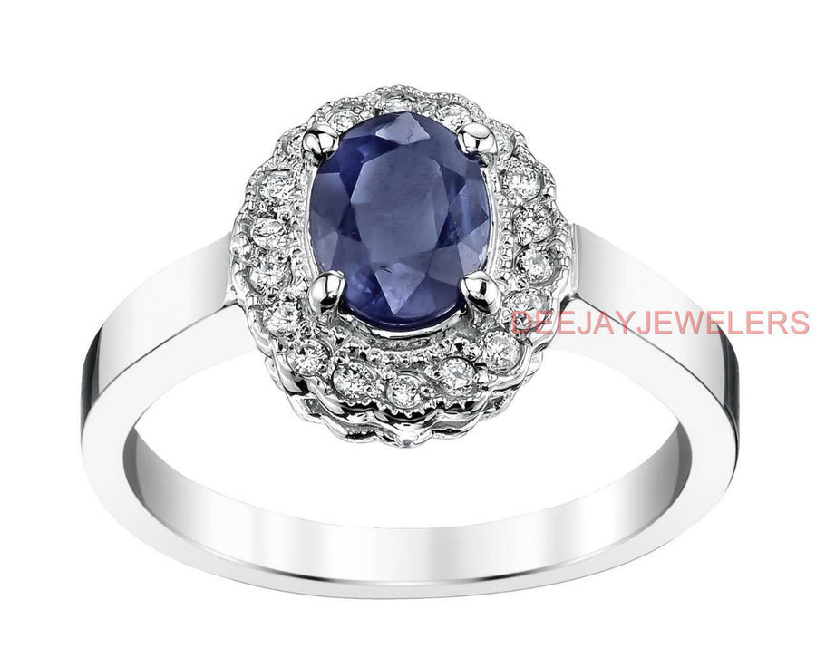1.51ct Sapphire and Diamond Ring 14k White Gold