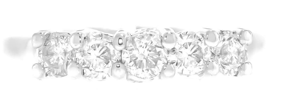 0.90ct Diamond 5 Stone Anniversary Ring 14k White Gold
