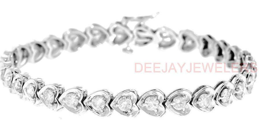 5.00ct Diamond Heart Tennis Bracelet 14k White Gold