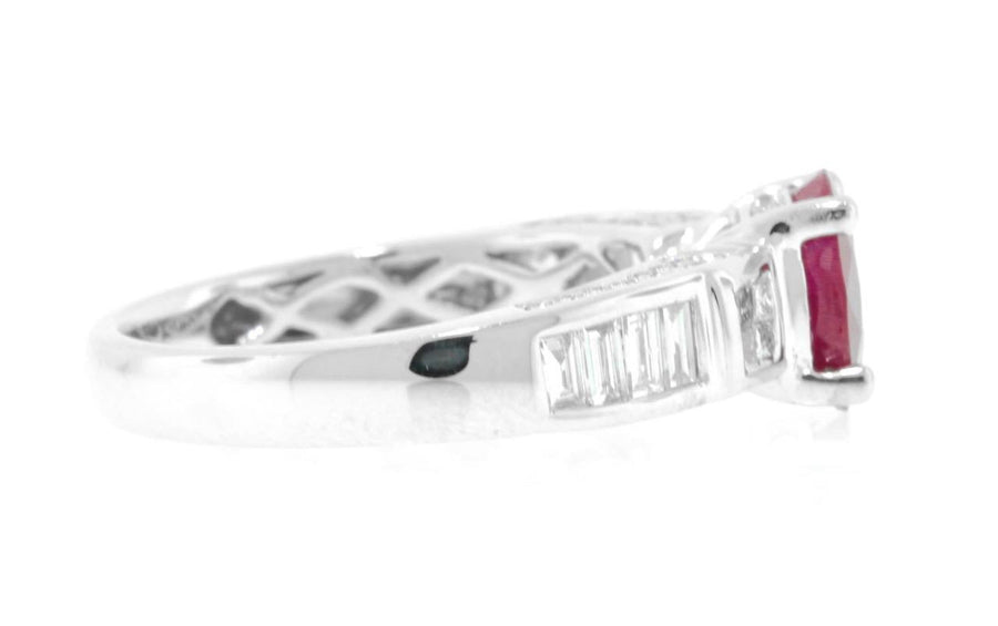 1.90ct Ruby and Diamond Ring 18k White Gold