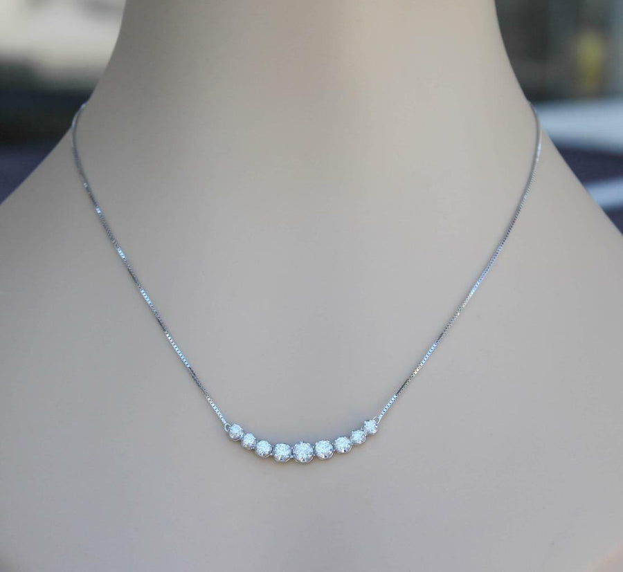 1.40ct Diamond Bar Fancy Necklace 14k White Gold