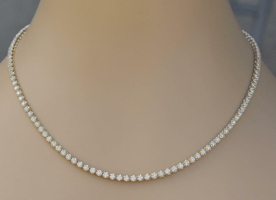 6ct Diamond Eternity Tennis Necklace 14k Yellow Gold