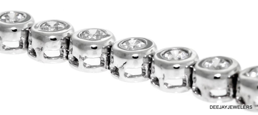 7ct Diamond Tennis Bracelet Bezel 14k White Gold