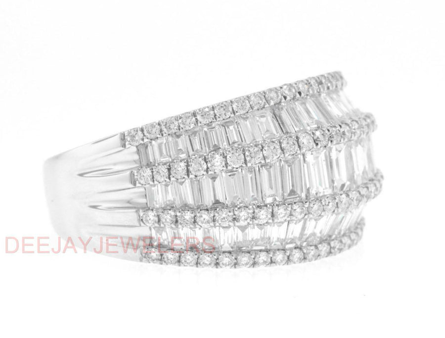 2.61ct Baguette Diamond Statement Ring 18k White Gold Band