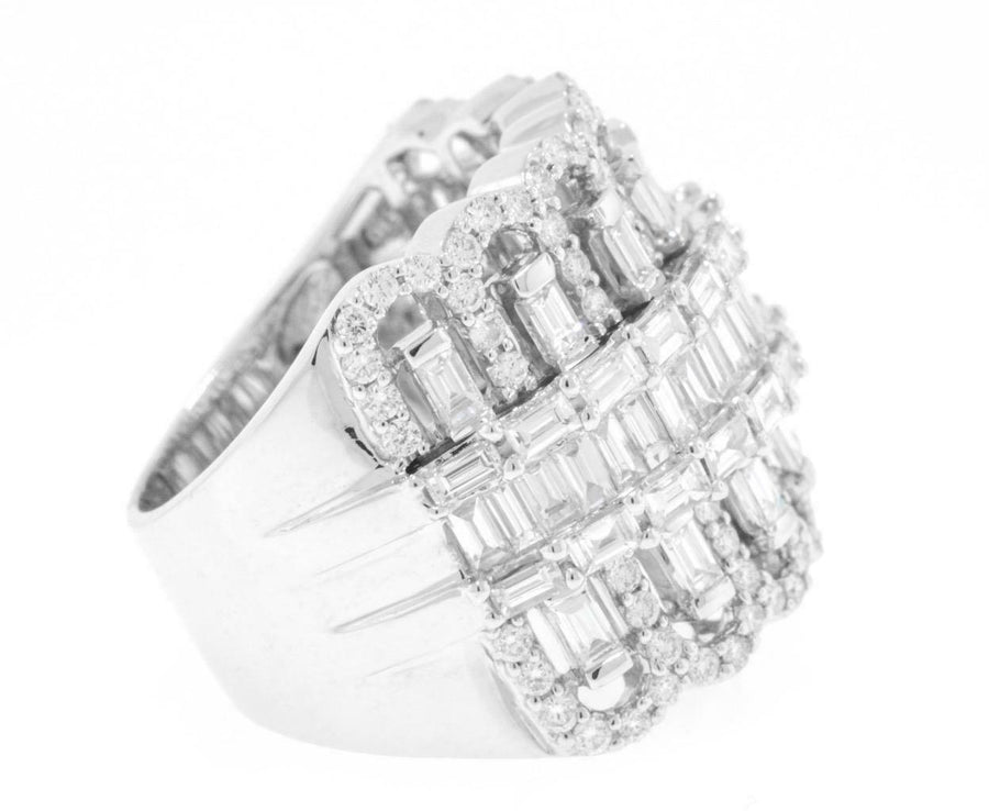 3.83ct Baguette Statement Diamond Ring 18k White Gold Band