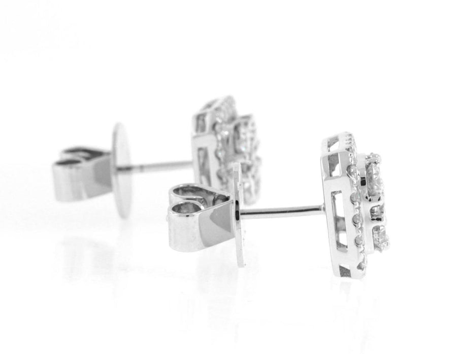 1.43ct Diamond Cluster Stud Earrings 18k White Gold