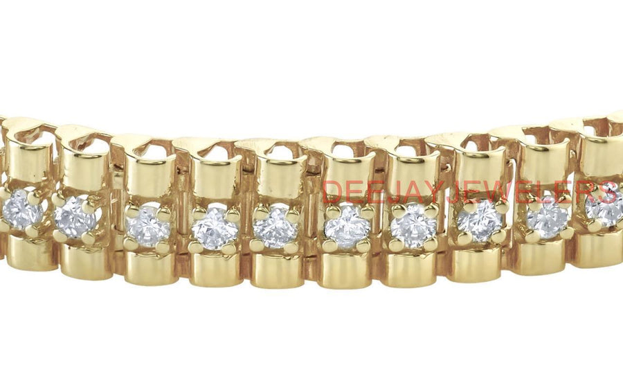USA Made 3ct Natural Diamond SI1 Link Bracelet 14k Yellow Gold 21gms 7.5 Inch L