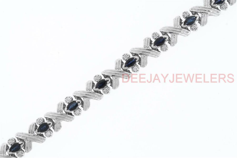 4.18ct Sapphire and Diamond Bracelet 14k White Gold