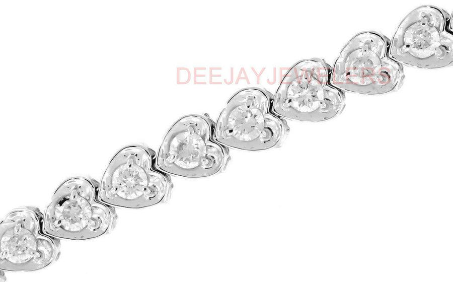3.00ct Diamond Heart Tennis Bracelet 14k White Gold