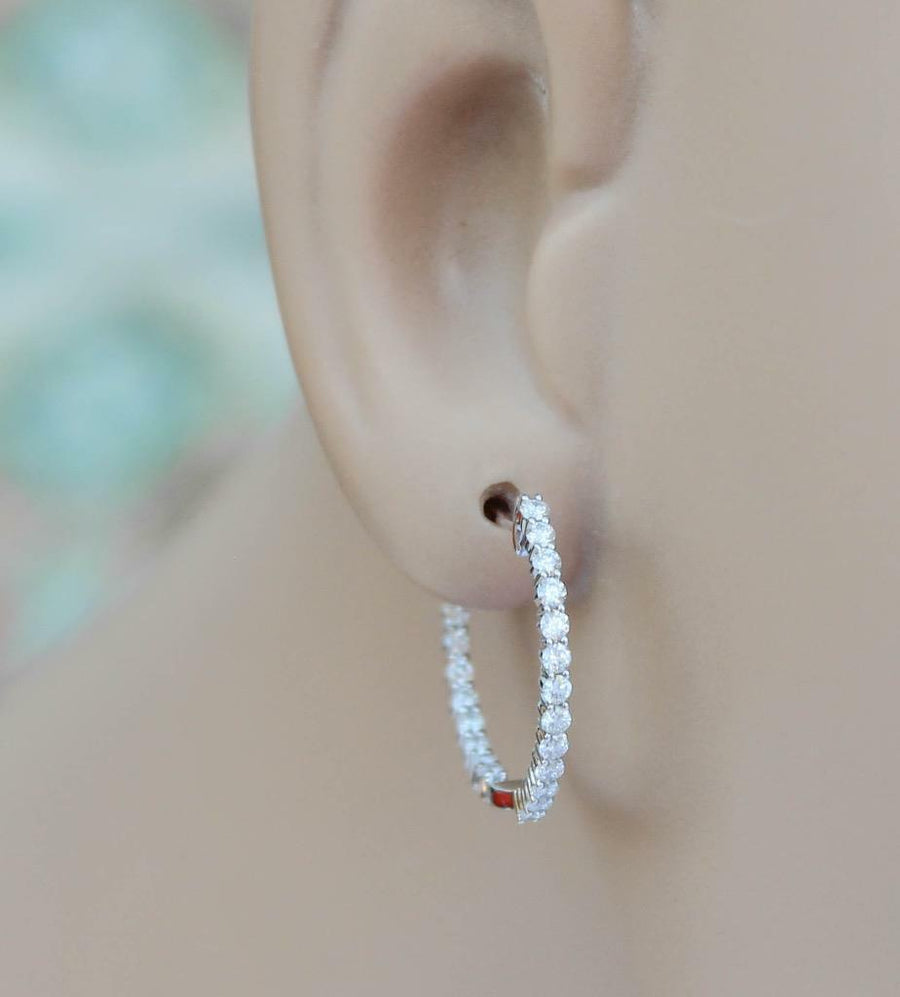0.91ct Diamond Inside Out Hoop Earrings 18k White Gold