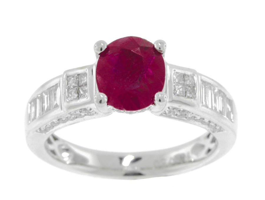 1.90ct Ruby and Diamond Ring 18k White Gold