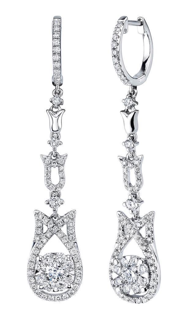 1.46ct Diamond Earrings Dangle Drop 18k White Gold