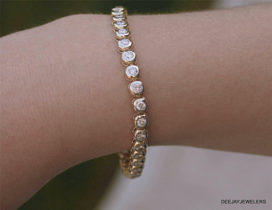 7ct Diamond Bezel Tennis Bracelet 14k Yellow Gold
