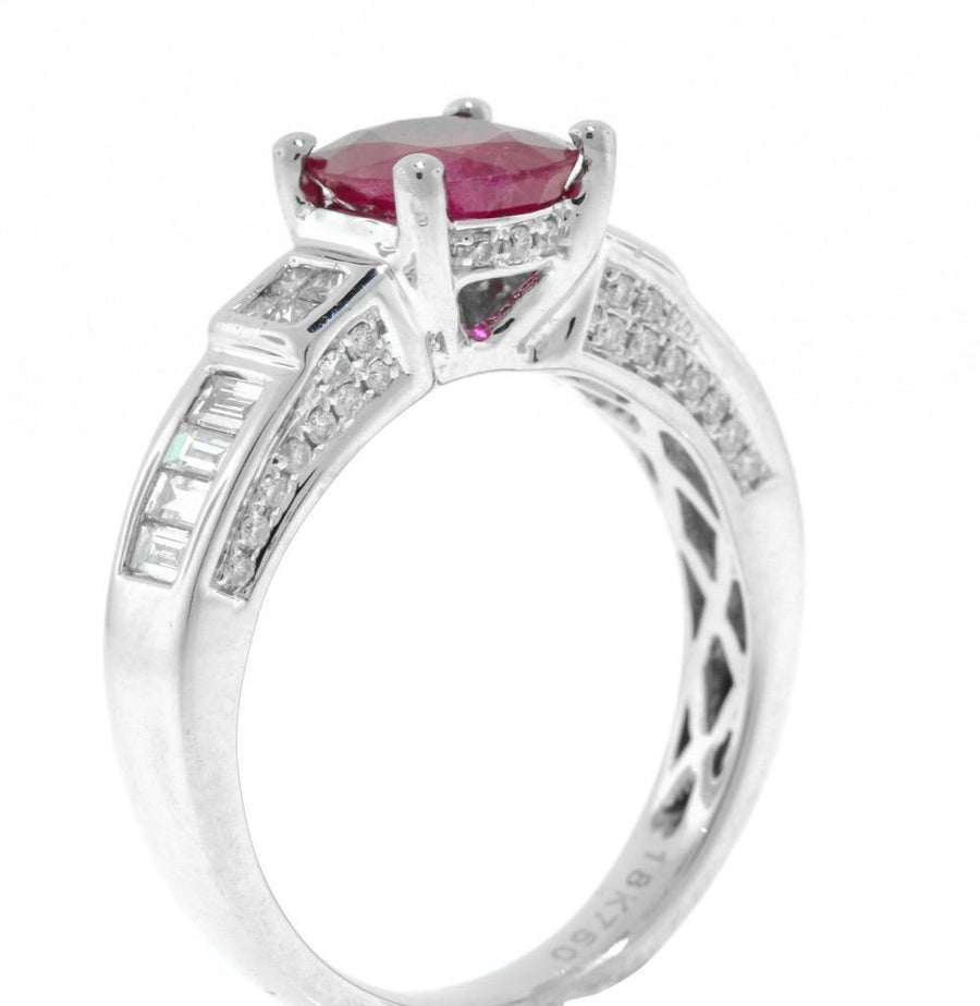 1.90ct Ruby and Diamond Ring 18k White Gold