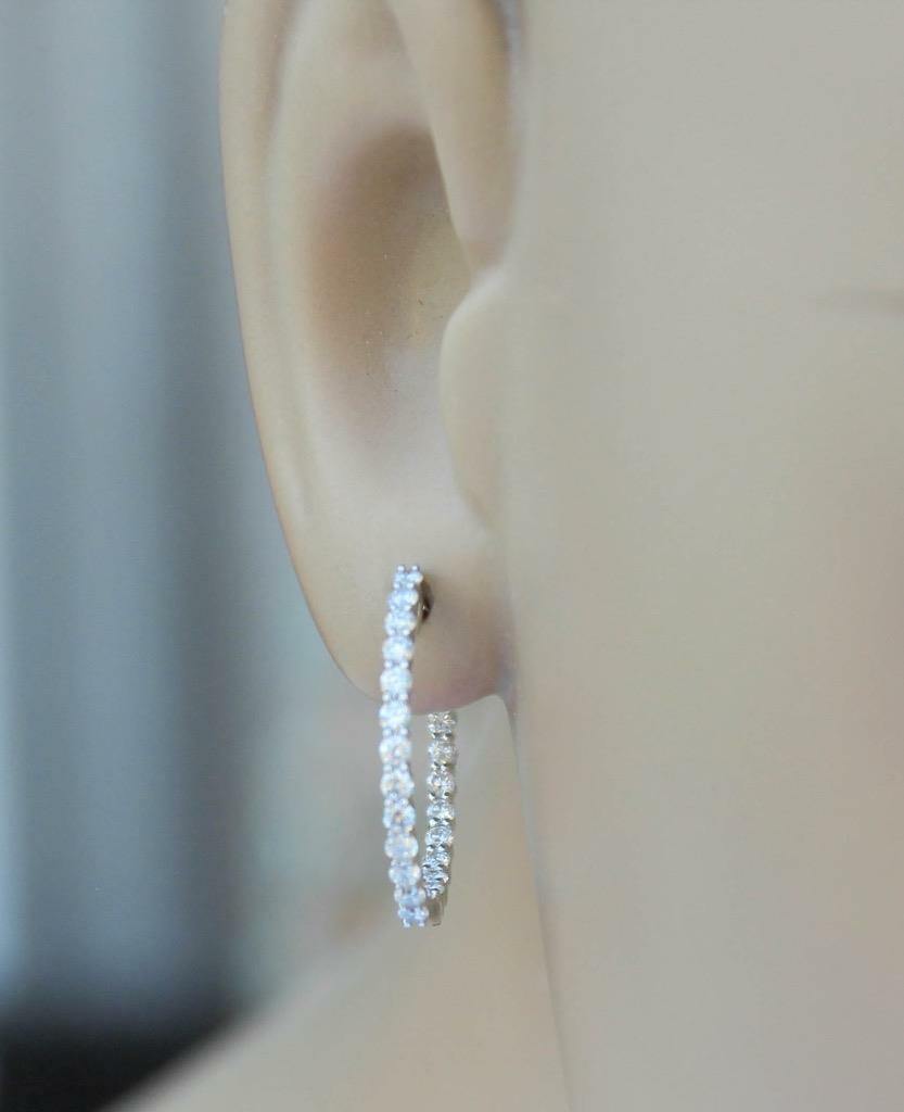 0.91ct Diamond Inside Out Hoop Earrings 18k White Gold