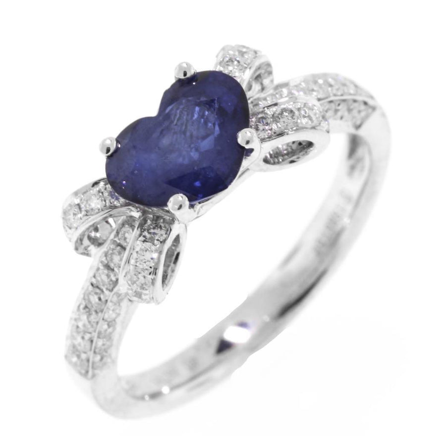 2ct Heart Sapphire and Diamond Ring 18k White Gold