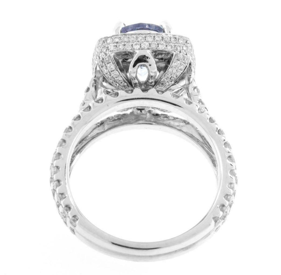 4.50ct Tanzanite and Diamond  Ring 18k White Gold