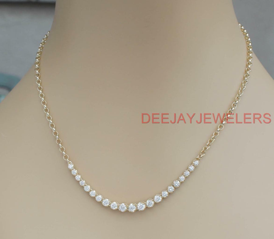 2.48ct Diamond Half Tennis Necklace 14k Yellow Gold