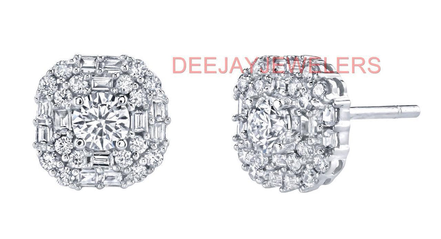 1.22ct Diamond Halo Stud Earrings 18k White Gold
