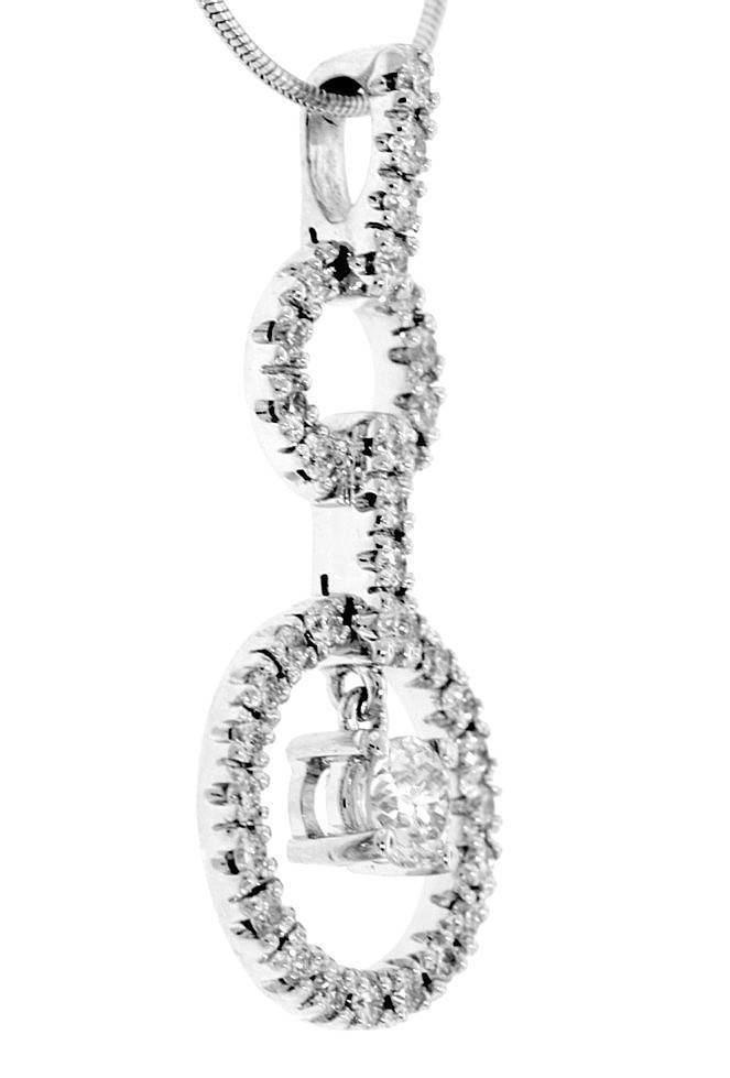 0.94ct Diamond Halo Pendant Necklace 18k White Gold