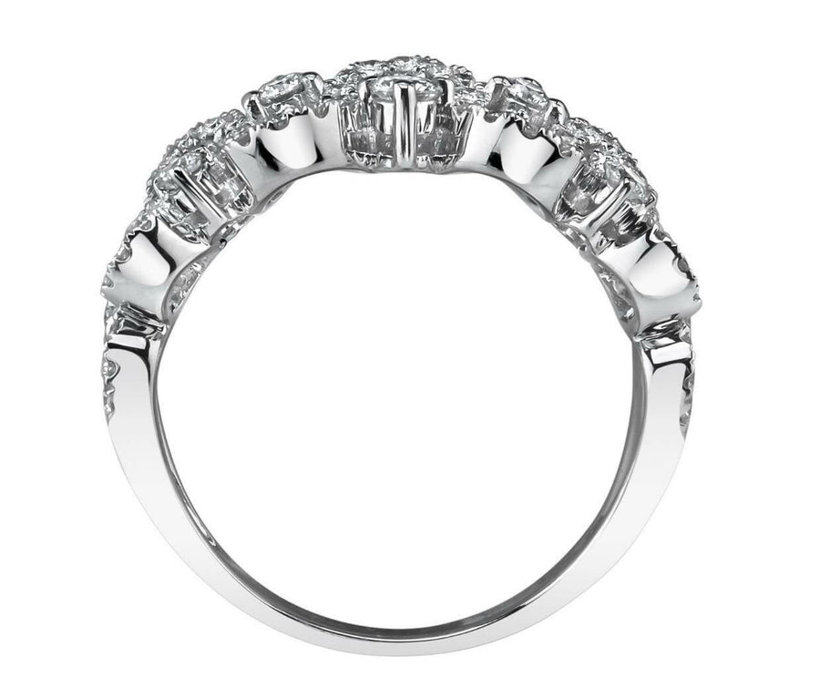 1.09ct Diamond Anniversary Ring 18k White Gold Wide Band