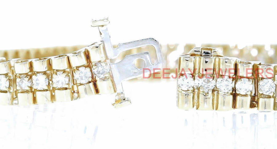 USA Made 3ct Natural Diamond SI1 Link Bracelet 14k Yellow Gold 21gms 7.5 Inch L