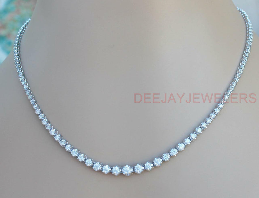 Victoria Necklace | 21.25ct Graduated Diamond Tennis Riviera Necklace 14k White Gold