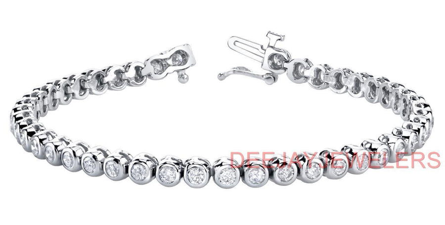 2.50ct Diamond Tennis Bracelet Bezel 14k White Gold