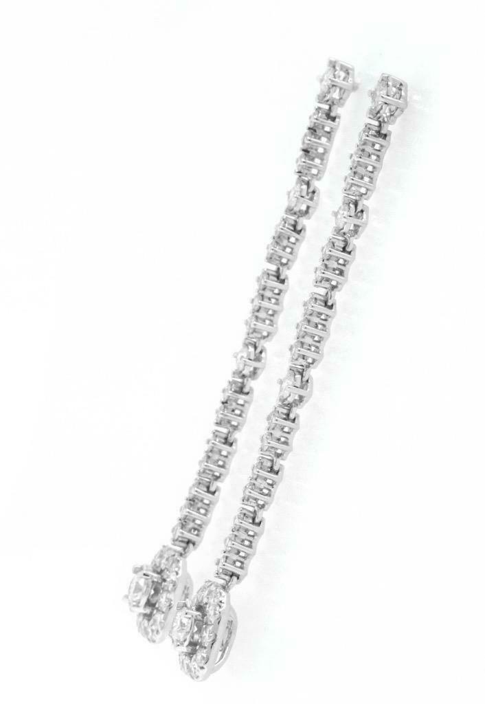 1.13ct Diamond Dangle Earrings Extra Long 18k White Gold