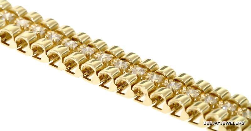 5ct Diamond Rolex Link Bracelet 14k Yellow Gold 8 inch 32gms