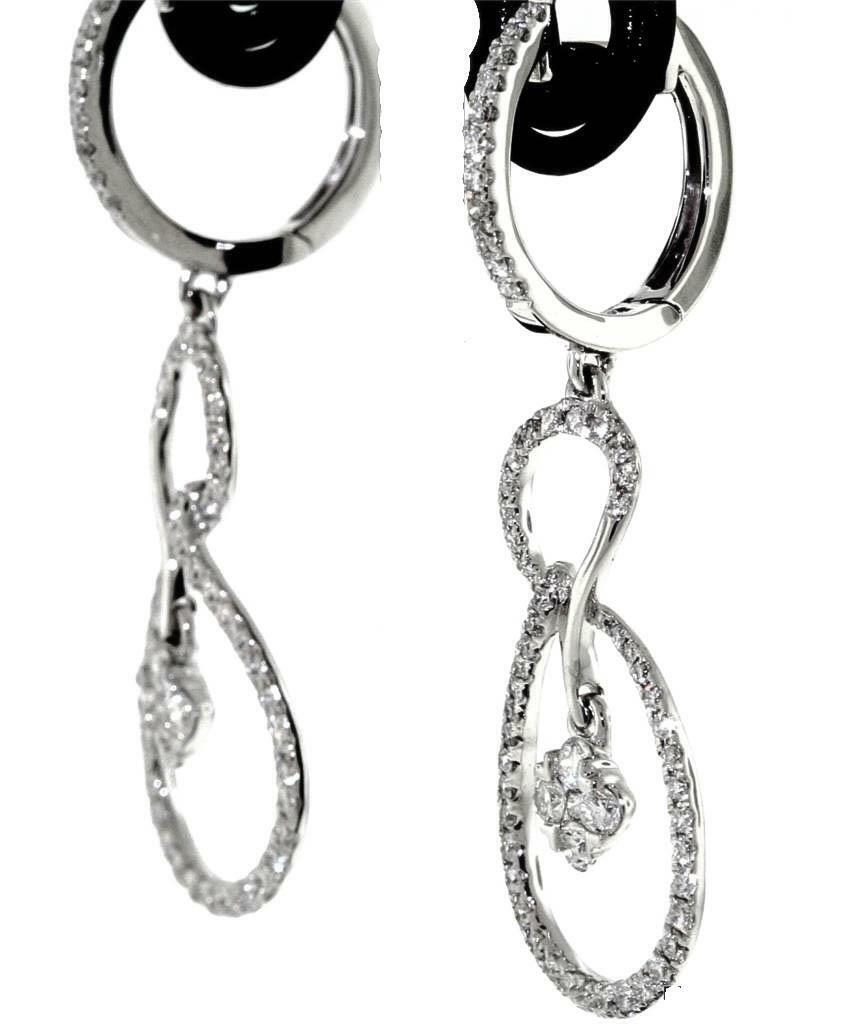 0.81ct Diamond Dangle Earrings Infinity Drop 18k White Gold