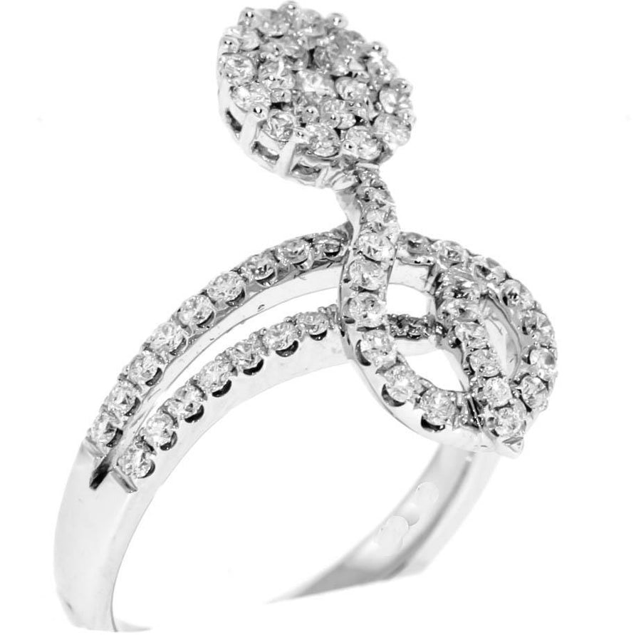 Natural VS1 Diamond Diamond Ring 0.93ct White 18k Gold Band Freeform