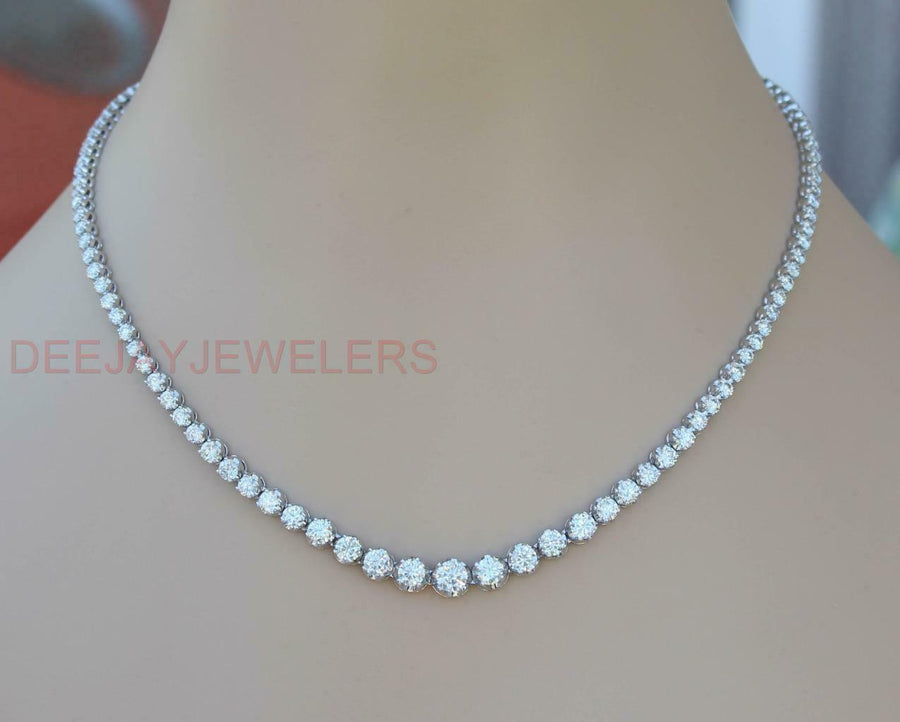 Charlotte Necklace | 14ct Graduated Diamond Tennis Riviera Necklace 14k White Gold