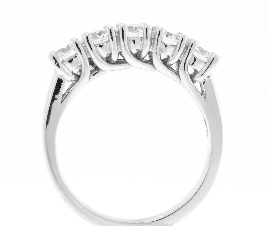 1.01ct Diamond 5-Stone Anniversary Ring 14k White Gold