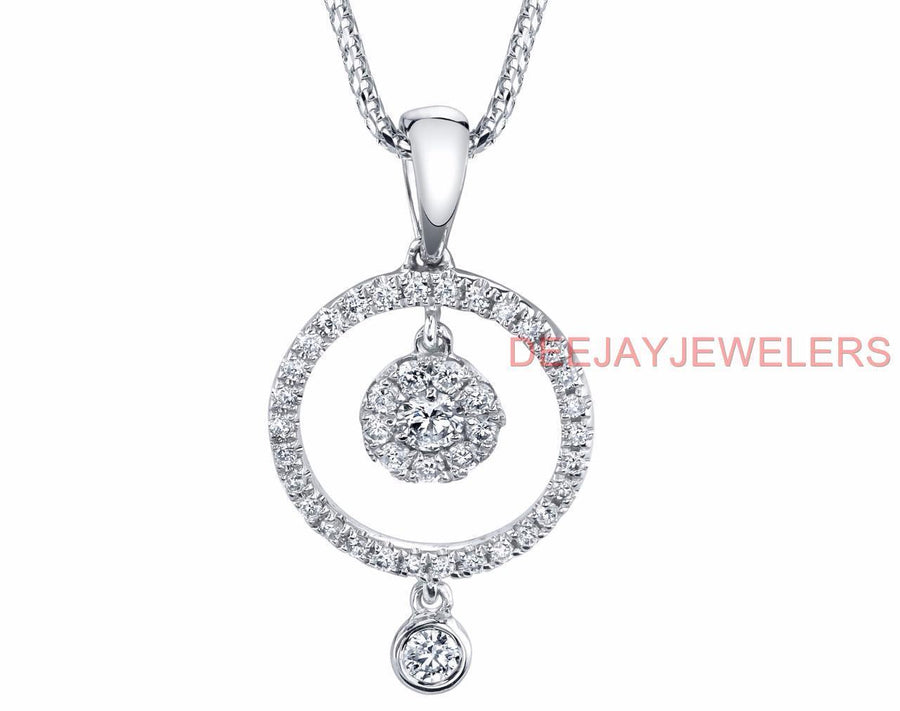 0.40ct Diamond Drop Pendant Necklace 18k White Gold