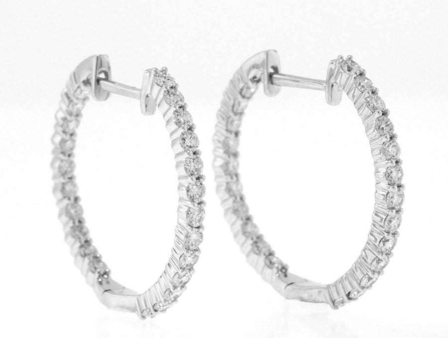 0.91ct Diamond Inside Out Hoop Earrings 18k White Gold