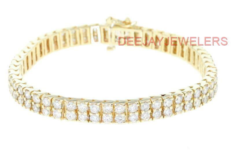 6ct Diamond Double Row Tennis Bracelet 14k Yellow Gold