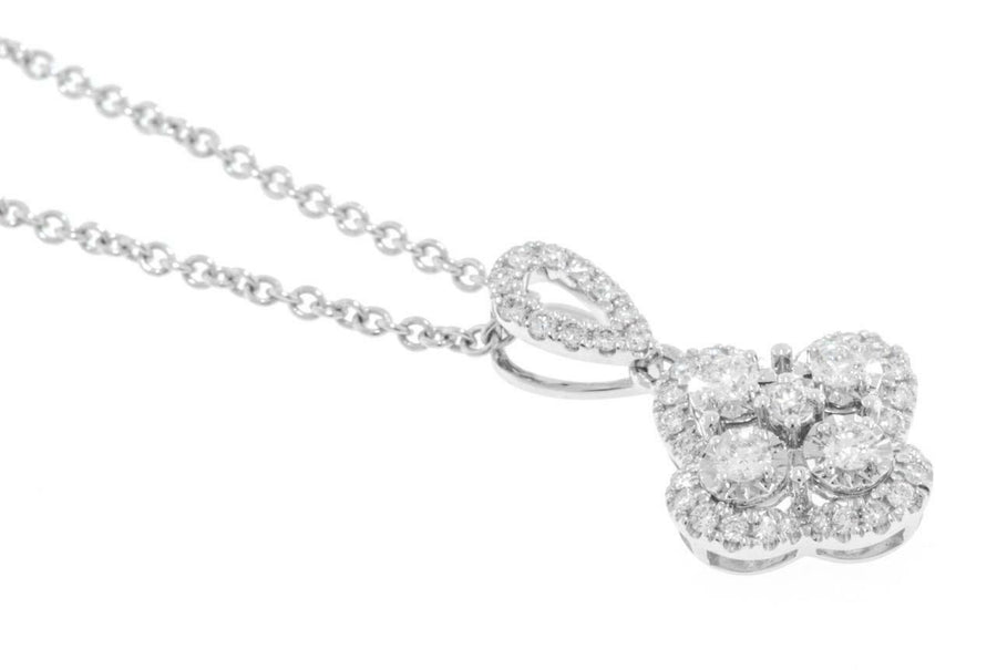 0.50ct Diamond Pendant Necklace 18k White Gold Illusion Set