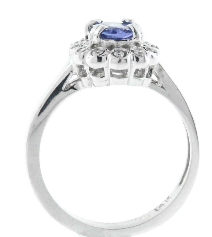 1.16ct Tanzanite and Diamond Ring 14k White Gold