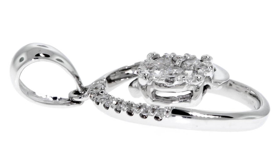 0.21ct Diamond Pendant Necklace 18k White Gold