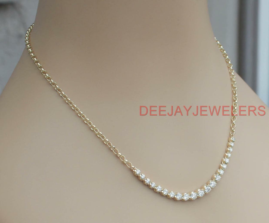 2.48ct Diamond Half Tennis Necklace 14k Yellow Gold