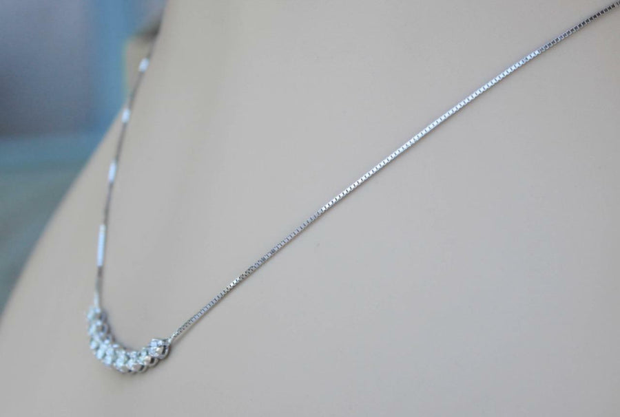 1.40ct Diamond Bar Fancy Necklace 14k White Gold