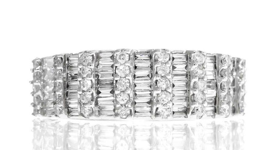 0.87ct Baguette Diamond Anniversary Ring 18k White Gold