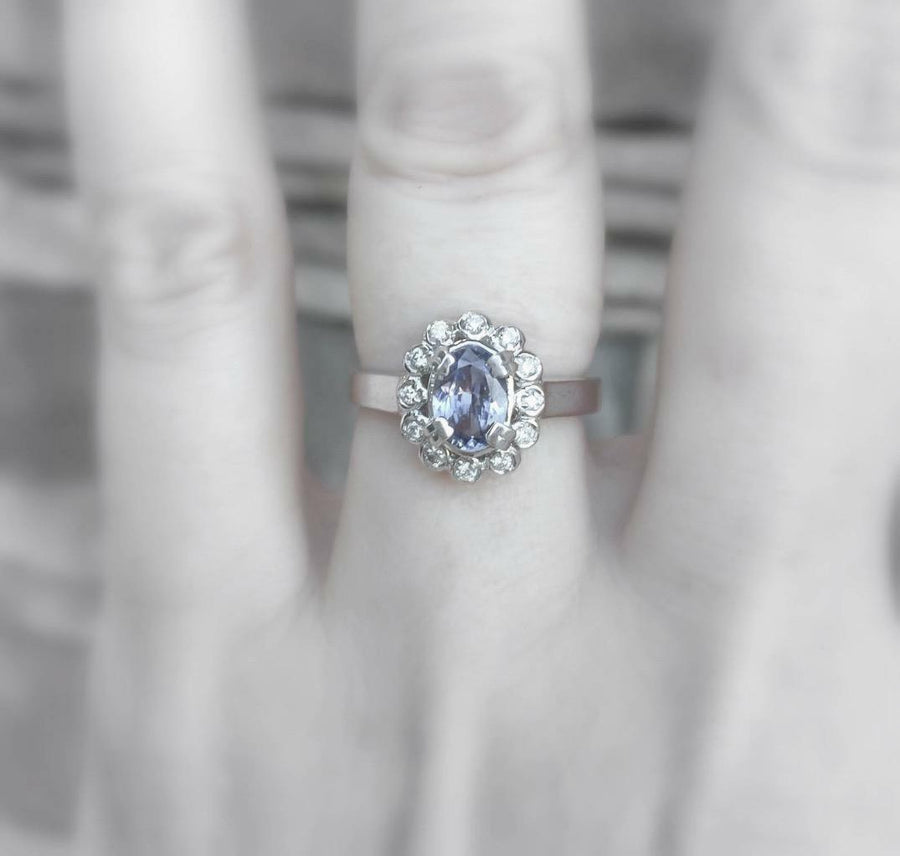 1.16ct Tanzanite and Diamond Ring 14k White Gold